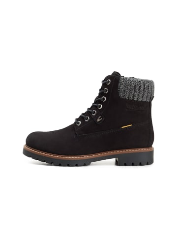 Camel Active Leder Schnürboot mit Strickdetail in Schwarz