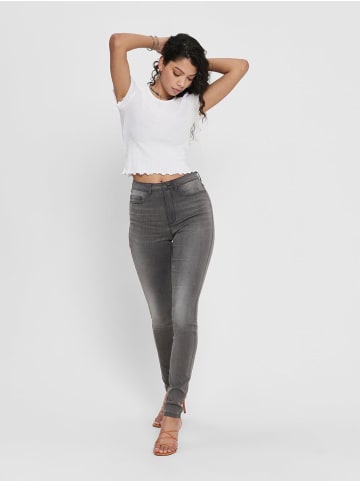 ONLY Geripptes Cropped T-Shirt Kurzes Rundhals Top Bauchfrei ONLEMMA in Weiß