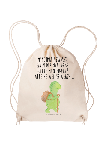 Mr. & Mrs. Panda Sportbeutel Schildkröte Wanderer mit Spruch in Creme