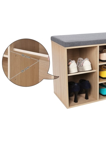 VASAGLE Schuhbank Custos in Eichenfarben-Grau - (B)104 x (H)48 x (T)30 cm