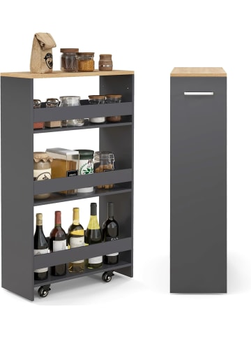 COSTWAY Nischenwagen 20cm breit in Grau