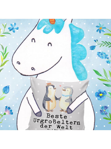 Mr. & Mrs. Panda Kopfkissen Pinguin Beste Urgroßeltern der Welt ... in Grau Pastell