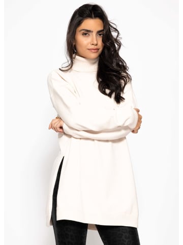 SASSYCLASSY Oversize Rollkragenpullover mit langen Seitenschlitzen in Offwhite