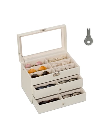 relaxdays Brillenbox in Weiß - (B)33,5 x (H)22,5 x (T)19 cm