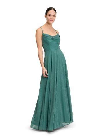Vera Mont Abendkleid mit Wasserfallausschnitt in Green/Silver