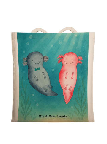 Mr. & Mrs. Panda Einkaufstüte Axolotl Liebe Design ohne Spruch in Weiß