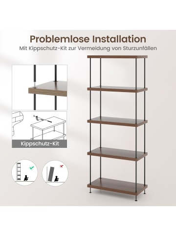 COSTWAY Standregal 5 Ebenen 60x30x147cm in Braun