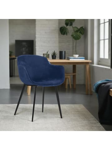 KADIMA DESIGN Esszimmerstuhl Samt Retro, Polstersessel mit Armlehnen, 59x54x80cm in Blau