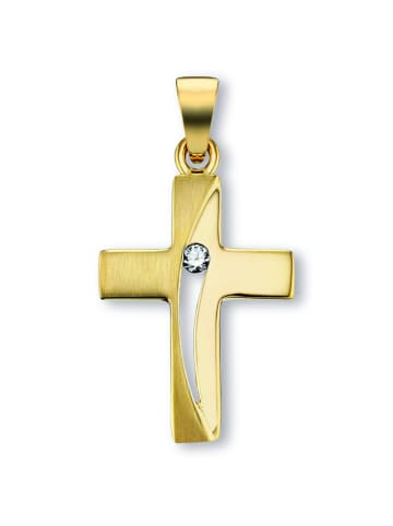 ONE ELEMENT  Zirkonia Kreuz Anhänger aus 333 Gelbgold in gold