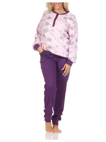 NORMANN Langarm Kuschel Interlock Schlafanzug Langarm Florale Optik - 87255 in rose