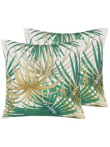 Beliani 2er-Set Gartenkissen GAIANA in Grün/Weiß/Gelb
