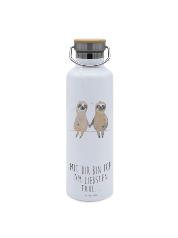 Mr. & Mrs. Panda Thermosflasche Faultier Pärchen mit Spruch in Weiß