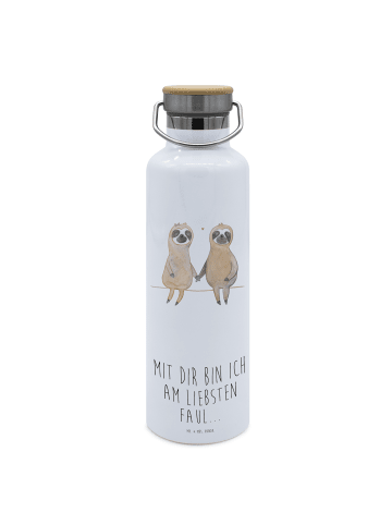 Mr. & Mrs. Panda Trinkflasche Faultier Pärchen mit Spruch in Weiß