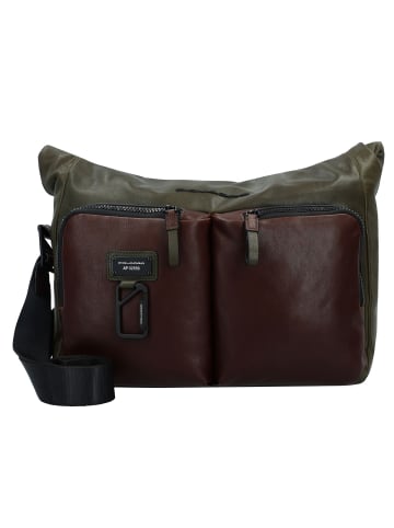 Piquadro Harper Umhängetasche Leder 34 cm Laptopfach in green-dark brown