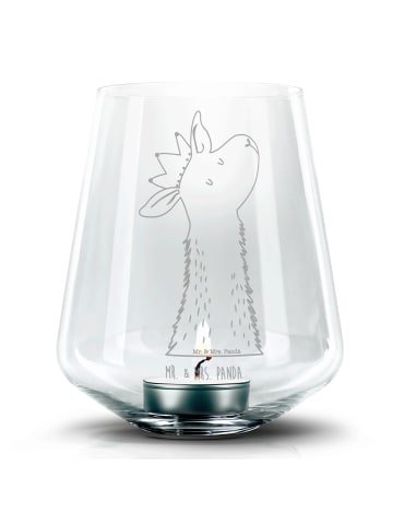 Mr. & Mrs. Panda Windlicht Glas Lamakopf König ohne Spruch in Transparent