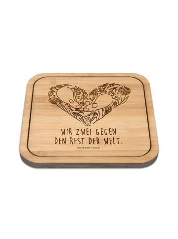 Mr. & Mrs. Panda Untersetzer quadratisch Mäuse Herz mit Spruch in Transparent