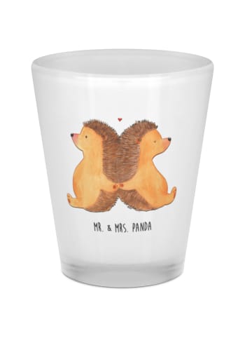 Mr. & Mrs. Panda Schnapsglas Igel händchenhaltend ohne Spruch in Transparent