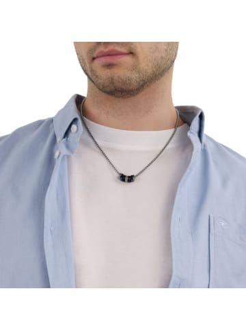 Tom Tailor Kette mit Anhänger Edelstahl, IP Schwarz+Blau in silber