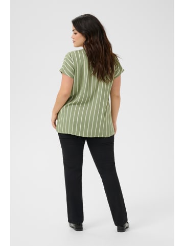 KAFFE curve Ärmellose Bluse KCsida Regular fit in Oil Green/ Moonstruck Stripe