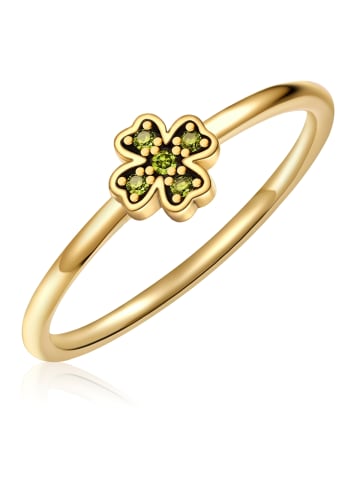 Glanzstücke München Ring Kleeblatt aus Sterling Silber mit Zirkonia in gelbgold