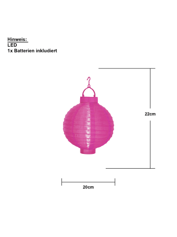 STAR Trading LED Solar-Lampion ,Festival', Dämmerungssensor, outdoor, 22cm, pink