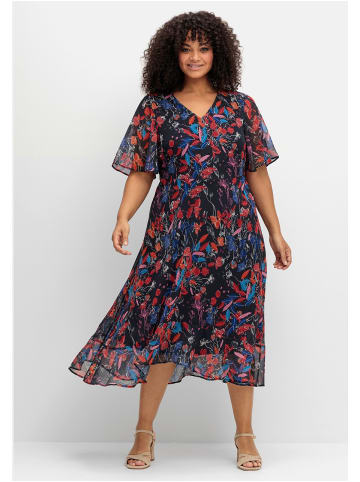 sheego Chiffonkleid in marine gemustert