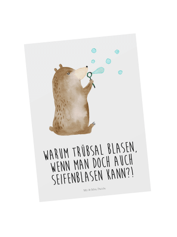 Mr. & Mrs. Panda Postkarte Bär Seifenblasen mit Spruch in Weiß