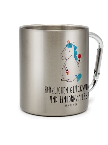 Mr. & Mrs. Panda Teetasse Einhorn Baby mit Spruch in Silber