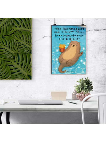 Mr. & Mrs. Panda Poster Otter Schwimmbad Pommes Design mit Spruch in Weiß
