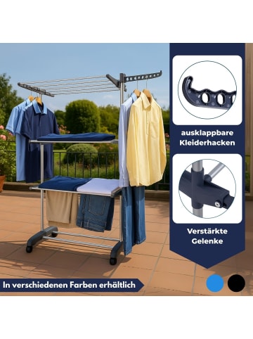 Coemo Mobiler Wäscheständer mit 3 Ebenen und Rollen in Grau