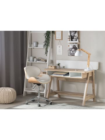 Beliani Schreibtisch JACKSON in Braun/Weiß - (W) 110 x (H) 75 x (L) 60 cm