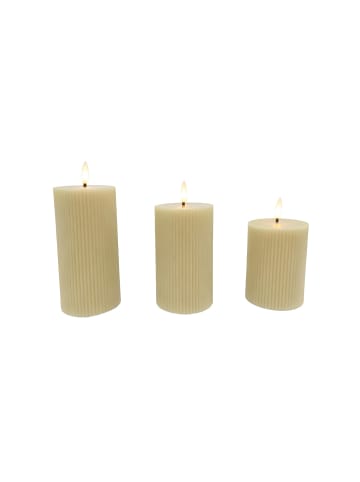 relaxdays 3 x LED Kerzen in Beige