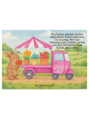 Mr. & Mrs. Panda Puzzle Osterhase Blumenwagen Design mit Spruch in Weiß