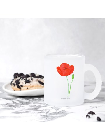 Mr. & Mrs. Panda Glas Blume Mohnblume ohne Spruch in Transparent
