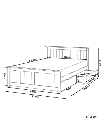 Beliani 3-tlg Doppelbett SABRAN in Weiß