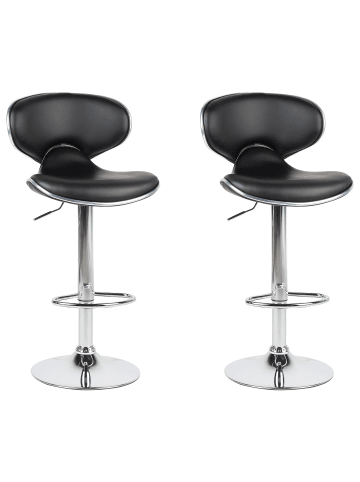 Beliani 2-tlg Drehhocker CONWAY in Schwarz/Silber