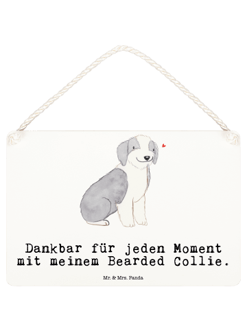 Mr. & Mrs. Panda Deko Schild Bearded Collie Moment mit Spruch in Weiß