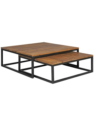 KADIMA DESIGN Couchtisch AKOLA 2-teilig Massivholz 75 x 75 x 27 cm