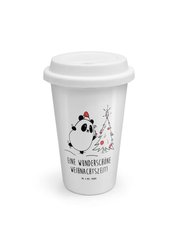 Mr. & Mrs. Panda To Go Becher Panda Weihnachtszeit mit Spruch in Weiß