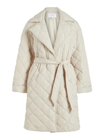 Vila Leicht Wattierter Übergangsmantel Longline Steppjacke VICHRIS in Beige