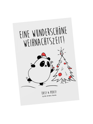 Mr. & Mrs. Panda Ansichtskarte Panda Weihnachtszeit mit Spruch in Weiß