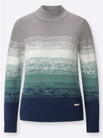 WITT WEIDEN Langarm-Pullover in steingrau-jade-geringelt