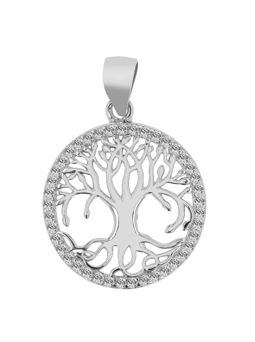 Adeliás Damen Anhänger Lebensbaum aus 925 Silber mit Zirkonia in silber