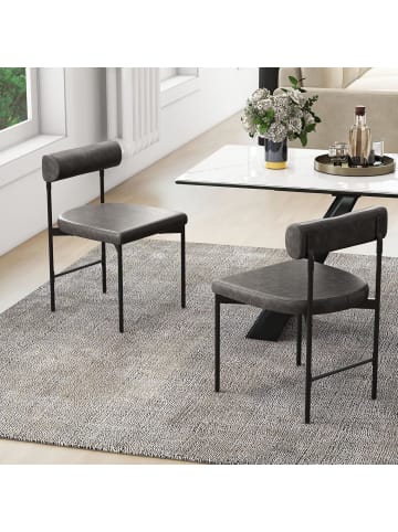 COSTWAY 2er Set Esszimmerstuhl 47,5 x 46 x 74 cm in Grau