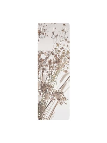 WALLART Garderobe - Bouquet aus Ziergras und Blüten in Creme-Beige