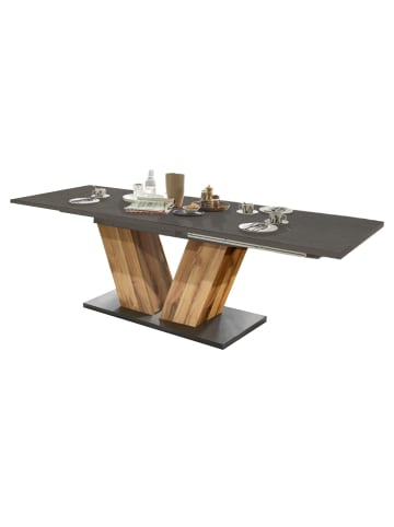 58 aufm Kessel ESSTISCH ausziehbar Elena 180x90x76 Plankeneiche/Graphit
