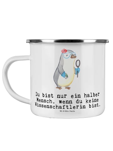 Mr. & Mrs. Panda Tasse Wissenschaftlerin Herz mit Spruch in Weiß