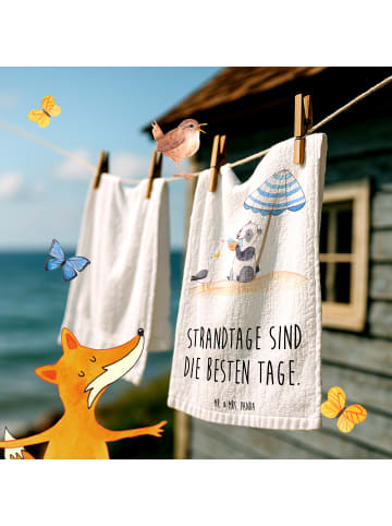 Mr. & Mrs. Panda Handtuch Sommer Strandtage mit Spruch in Weiß