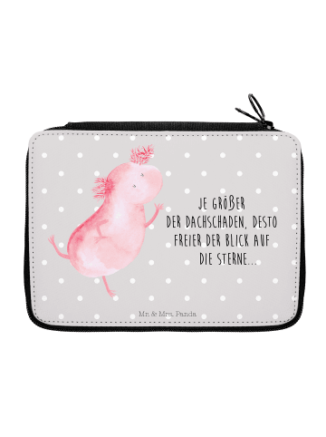 Mr. & Mrs. Panda Bleistiftetui Axolotl Tanzen mit Spruch in Grau Pastell