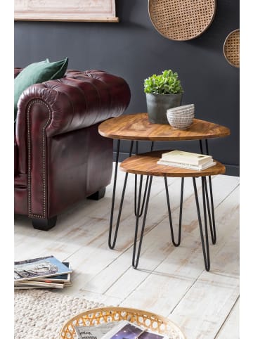 FineBuy Beistelltisch in Braun / Sheesham / 60x60x56